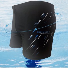 a862 2023 New Men's Plus Size Swim Trunks - Silky High Elastic Fabric Loose 3XL/Blue and White Geometric 10ea