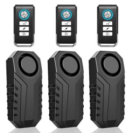 besttechtrading Wireless Anti-Theft Vibration Motorcycle Bike Alarm Remote Waterproof Bicycle US - 3 Pack