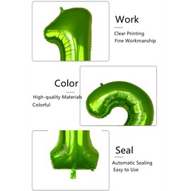 DUXUANT Green 10 Birthday Decorations - 40 Inch Number Foil Balloons for 10th Birthday Party Decoration Wedding Anniversary Photos Props Supplies