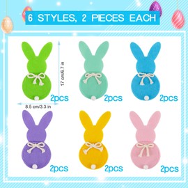 SilverChry 12 Pieces Cutlery Holder Easter Bunny Cutlery Bag Felt Rabbit Set Decorative Easter Bunny Cutlery Bag Felt Cutlery Bag Easter Reusable Rabbit Shape Cutlery Bag Table Decoration (Rabbit