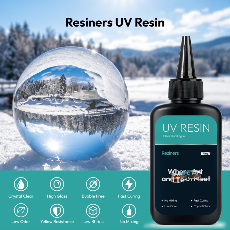 Resiners UV Resin 100g, Low Viscosity Crystal Clear for Crafts