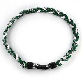 MapofBeauty 18" Three Braided Rope Sport Tornado Necklace (Green/White)