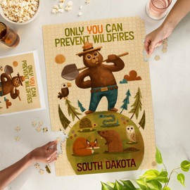South Dakota, Smokey Bear and Friends (1000 Piece Puzzle, Challenging Jigsaw Puzzle for Adults, Made in USA)