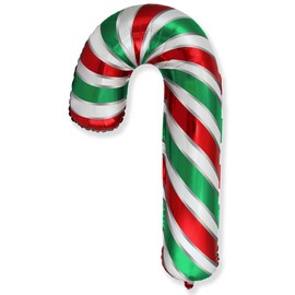 Flexmetal XL Supershape Christmas Candy Cane 39" x 25" Suitable for Air or Helium Perfect Birthday Party Decoration (Red & Green)