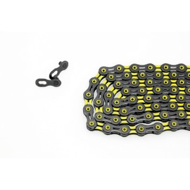 PYC - Cadenas de bicicleta de 11 velocidades, ultraligeras de 116 eslabones para carretera, montaña, ciclocross, grava, etc. Uso (DLC-Yellow)