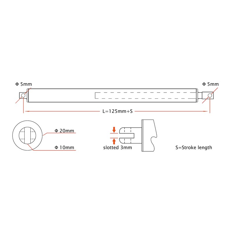 SOViK - Actuador lineal micro 12 V DC 6 "Stroke