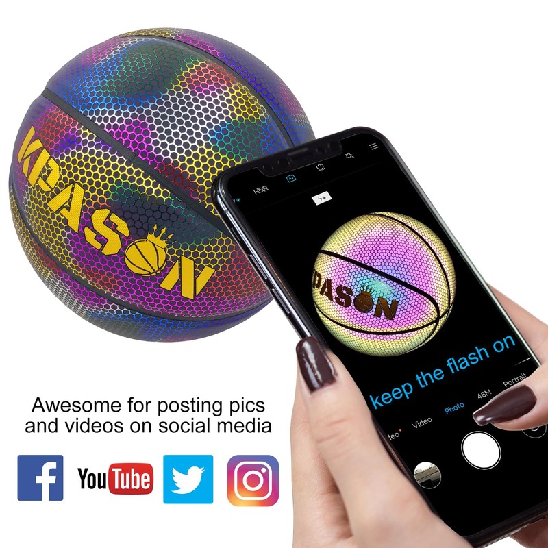 KPASON Balones de baloncesto, holográficos, brillantes, tamaño 6
