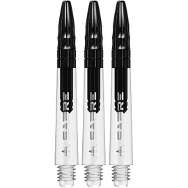 Mission Darts Sabre Shafts | Durable Clear Polycarbonate Stems with Coloured Aluminium Top | 1 Set of 3 Shafts | Black | Tweenie (S1525)