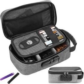 SQAQS Smell Proof Bag with Lock, Odor Proof Bag Fabric Carbon Lined Container, 21 × 11 cm Smell Proof Case, Bags with Combination Lock(grey)