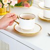 Porcelain Tea/Coffee Cup and Saucer Set, 6 Pieces, White with