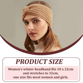 XPEX Pack of 2 Women's Winter Knitted Headband Hair Bands Wide Ear Warmers Crochet Elastic Hair Accessories