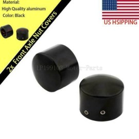 Unbranded 2X Black Front Axle Nut Covers Caps For Harley-Davidso