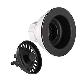 Serene Valley - Colador de fregadero de cocina de 3-1/2 pulgadas con tapón para color a juego de fregaderos de granito o arcilla refractaria (negro)