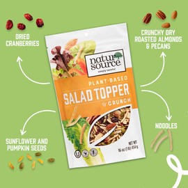 naturSource Salad Topper Crunch - Salad Toppings, Salad Mix, Salad Toppers Seeds and Cranberries, Crunchy, Mixed Seeds for Salad, Oatmeal or Yogurt, Natural, Gluten Free - 16 Oz (1 Lb) (Pack of 3)