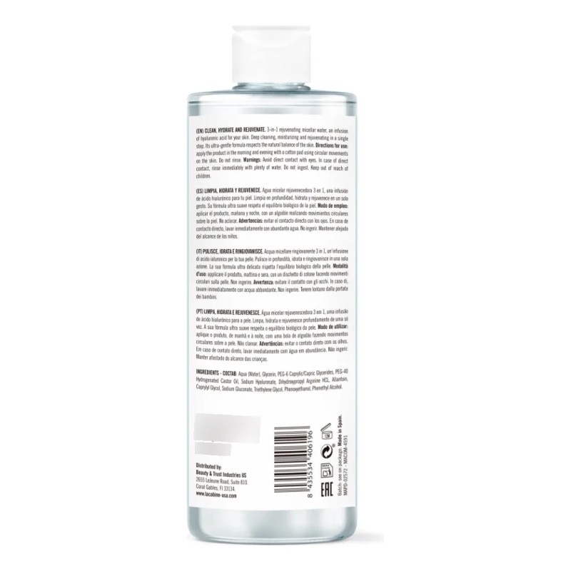 Lacabine Facial Agua Micelar 3 En 1 Limpia hidrata rejuvenece