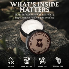 Striking Viking Beard Butter with Biotin for Men – 4 Oz, Sandalwood