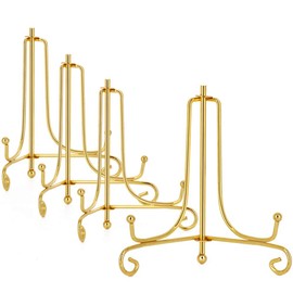 LIONWEI LIONWELI 4 Inch Gold Iron Plate Stand Holder Easel Display Stand for Plate?Picture?Photo and More,4 pcs.