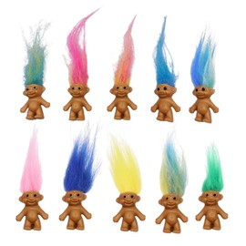 RDNKVB Adorable Collection of Cute Little Guys 10 Pieces Mini Troll Dolls PVC Vintage Trolls Lucky Doll Mini Action Figures 3cm School Project Crafts Party Gifts
