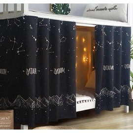 Blackout Bunk Bed Curtains Breathable Dustproof Bed Shading Drapes Lightproof Curtains Student Dormitory Privacy Cover Canopy Shading Cloths Lightproof Bedding Canopy Tent for Single Sleeper