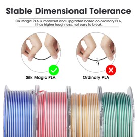 eSUN Silk Magic PLA Filament Bundle 1.75mm, Silk Dual Color Co Extrusion 3D Printer Filament, 200g x 4 Spools 3D Printing Color Change Filament, Red Silver + Blue Silver + Gold Silver + Green Silver