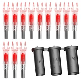Hauojaus 12 Pack X Lighted Nocks for Arrows,Fit for Arrows with ID .233/.244/.246 Light Up Nocks,Inside Diameter Bolts with X, H, GT Bushings,with ON/Off Switch for Archery Hunting