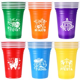 Ziliny 30 Pack Mexican Party Let's Fiesta Cups Cinco De Mayo Decorations 12 oz Disposable Plastic Cups for Fiesta Taco Birthday Party Drinkware Supplies