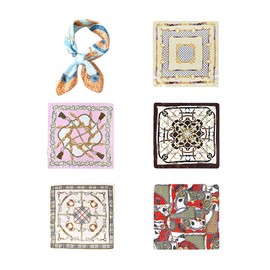 EORPAVU Women's Head Scarves, Women's Scarf Headscarf, Women's Silk Headscarf, Hair Scarf, Neckerchief, Sleeping Ring, 50 x 50 cm (Pack of 6), multicoloured