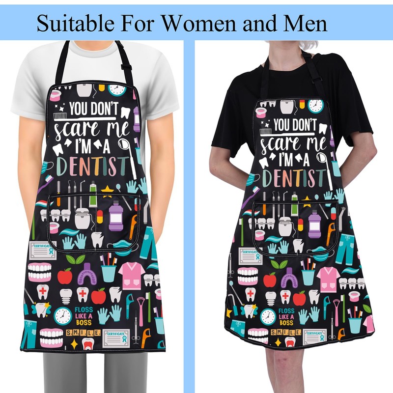 FUSTMW Dentist Apron Dental Gifts You Don't Scare Me I'm