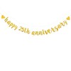 XIAOLUOLY Gold Glitter Happy 25th Anniversary Banner,Pre-Strung,Party Decorations Bunting Sign