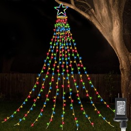ZTX Christmas Outdoor Tree Light,Christmas Decorations Lights with 8 Lighting Modes,Waterfall Christmas Tree Lights for Christmas,Wedding,Party,New Year Gifts(Multicolor)