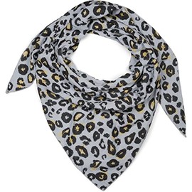 styleBREAKER Women's Muslin Triangular Scarf with Leo Print, Cotton Scarf in Leopard Pattern, Triangle Scarf, Light and Soft for Spring and Summer, Made in Italy, lightgrey, Unit size