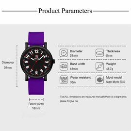 Blekon Original Nurse Watch for Medical Professionals and Students â€“ Various Scrub Colors, Easy Read Dial, Military Time with Second Hand, Silicone Band, 3 ATM Water Resistant (Black-Magenta)