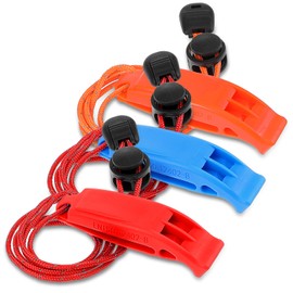 Larrel 3 Pcs Emergency Whistle, Loud Whistle with Adjustable Lanyard Safety Whistles Water Whistles for Paddle Board Boating Hiking Instructor Outdoor (Blue, Red, Orange)