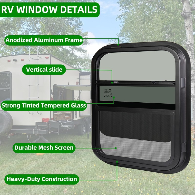 NOVINO RV Window for Trailer Camper,Vertical Sliding Replacement RV Window