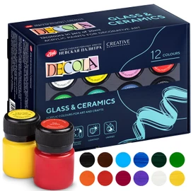 Decola - Porzellan Farben Set | 12x20ml Permanente Farbe für Glas und Keramik | Hohe Deckkraft auf dunklen Oberflächen | Hergestellt von Nevskaya Palitra