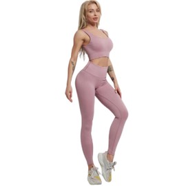 Bondi Spirit Women's 2-Piece Gym Wear Set - Pink, Workout & Activewear (AU, Alpha, Medium, Regular, Regular, 2, Pink)