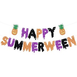 Bandera de Happy Summerween para verano, Halloween, cumpleaños, decoración para colgar, Halloween, fantasma, cumpleaños, despedida de soltera, suminis