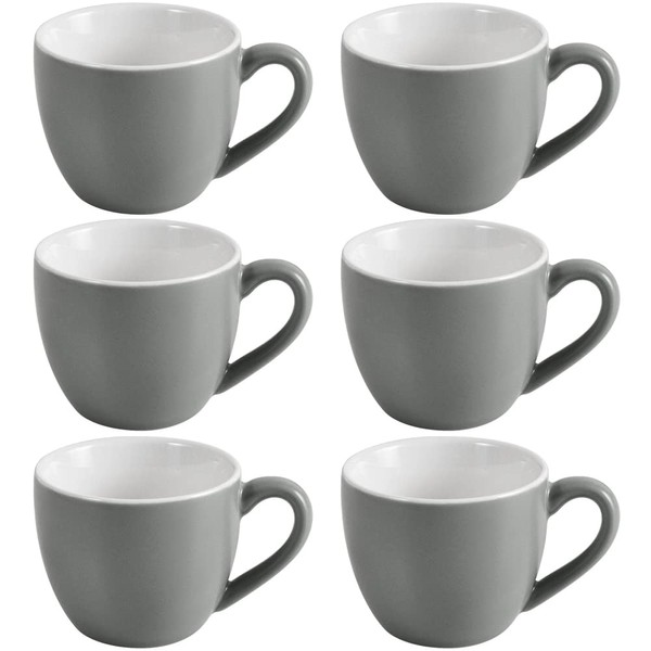 homEdge Mini Espresso Cup 90ml Small Coffee Cups Demitasse for Espresso Tea Pack of 6 Dark Grey