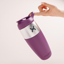 Promixx Pursuit Shaker Bottle - Single-Wall Stainless-Steel Protein Shaker Bottle, Super Smooth Shakes, 950ml, Aubergine