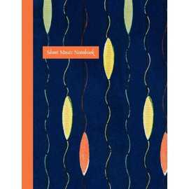 Sheet Music Notebook: blank music manuscript paper with12 plain staffs / staves and cover featuring antique Japanese art