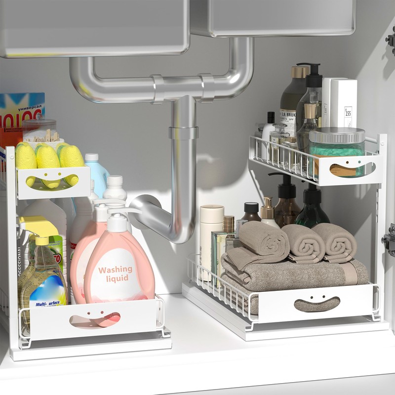 Uninol Under Sink Organizer with Pull-Out Drawers,Kitchen Sink Organizer,2 Tier
