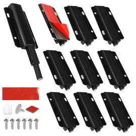 Redunest Push to Open Door Latch, 10 Pack Black Magnetic Push Latches, Adhesive Heavy Duty Touch Latch Hardware for Push to Open Cabinet, Magnetic Door Catch for Cabinet Drawer Wardrobe Kitchen Door