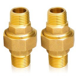 Pack of 2 Brass Screw Connection 1 Inch 1 Inch Male Thread / AG Brass Thread Fitting, Conical Sealing with Male Thread, DN25 Pipe Fitting Thread Fitting for Water and Heating Installations