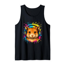 Hamster in Headphones Color Splash – Cute DJ Animal Art Tank Top
