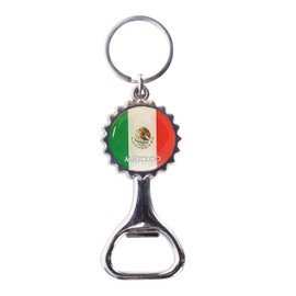 Beer Lid Mexico Flag Bottle Opener Keychain