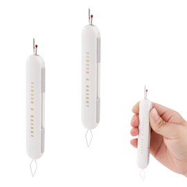 2pcs 2 in 1 Needle Threader Seam Ripper, Integrated Seam Remover & Needle Threading Tool Multifunctional Unpicker for Sewing Crafting Knitting Cross Stitch Quilting Supplies(Grey)