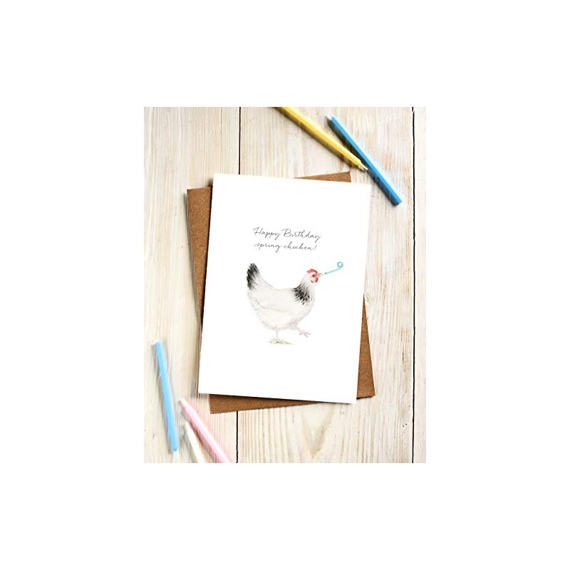 Lottie Murphy Chicken Birthday Card - 'Happy Birthday Spring Chicken!'