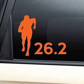 26.2 Marathon Male Runner Vinyl Decal Laptop Car Truck Bumper Window Sticker - Orange