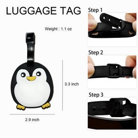 ANINIUCN Luggage Tag Cute Funny Silicone ID Luggage Tags for Suitcases Bag Travel Accessories Perfect for Teens Adults (Penguin-A)