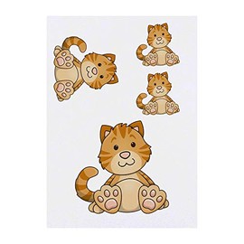 4 x 'Sitting Ginger Cat' Temporary Tattoos - Water Resistant, Skin-Safe, Non-Toxic Transfers, Mixed Sizes (TO00038709)
